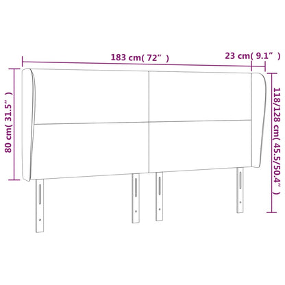 Cabeceira de cama c/ abas tecido 183x23x118/128 cm azul