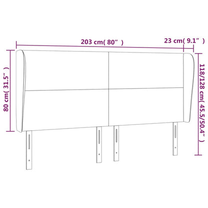 Cabeceira cama c/ abas tecido 203x23x118/128 cm cinzento-claro