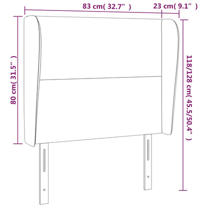 Cabeceira cama c/ abas veludo 83x23x118/128 cm cinzento-escuro