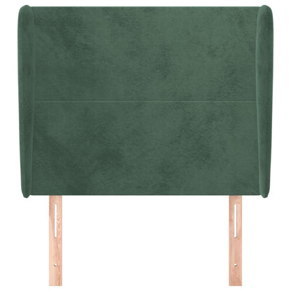 Cabeceira de cama c/ abas veludo 83x23x118/128 cm verde-escuro