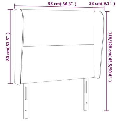 Cabeceira cama c/ abas veludo 93x23x118/128 cm azul-escuro