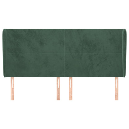 Cabeceira cama c/ abas veludo 203x23x118/128 cm verde-escuro