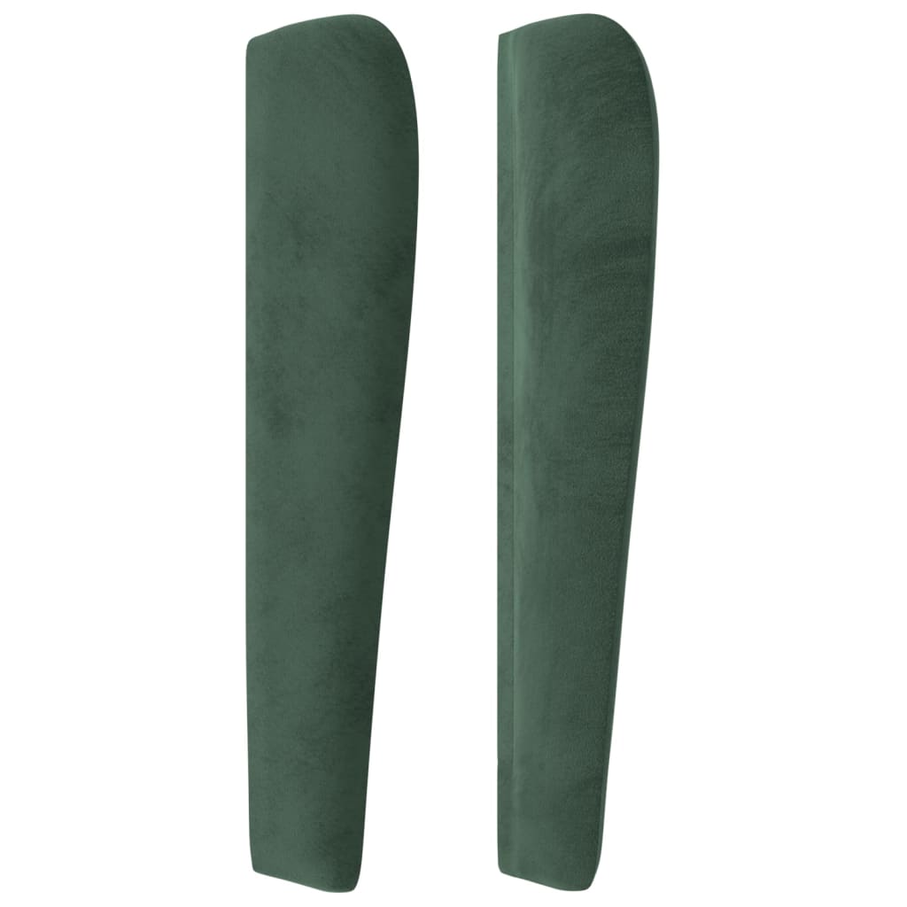 Cabeceira cama c/ abas veludo 203x23x118/128 cm verde-escuro