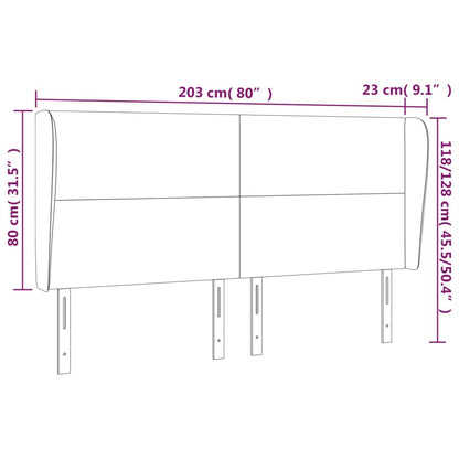 Cabeceira cama c/ abas veludo 203x23x118/128 cm azul-escuro