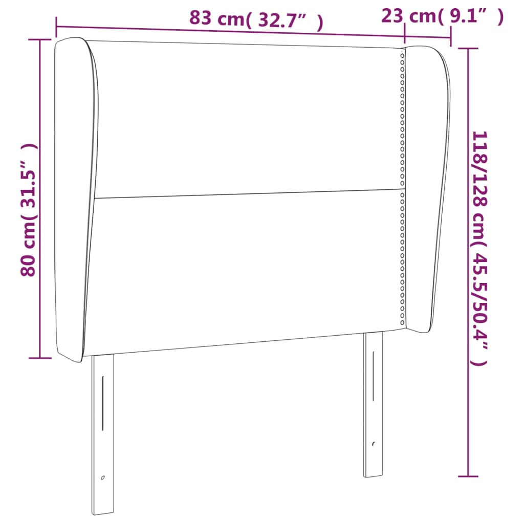 Cabeceira de cama c/ abas tecido 83x23x118/128 cm preto