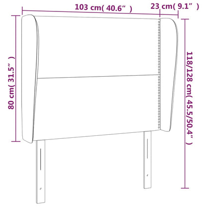 Cabeceira cama c/ abas tecido 103x23x118/128 cm cinzento-claro