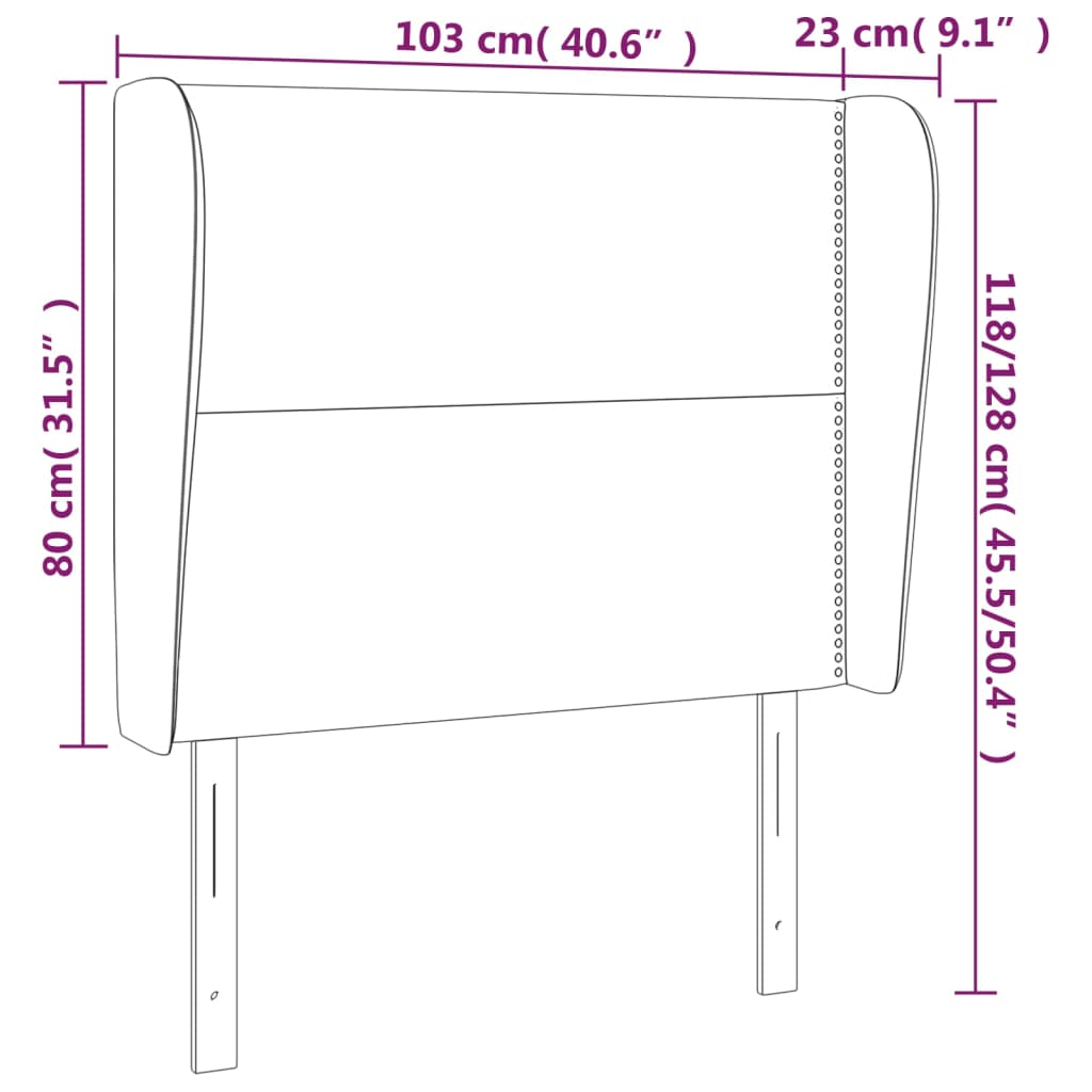 Cabeceira cama c/ abas tecido 103x23x118/128 cm cinzento-escuro