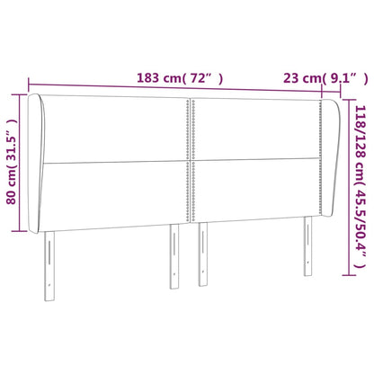 Cabeceira cama c/ abas tecido 183x23x118/128 cm castanho-escuro