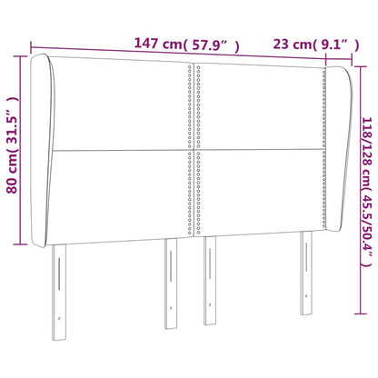 Cabeceira de cama c/ abas veludo 147x23x118/128cm cinza-claro