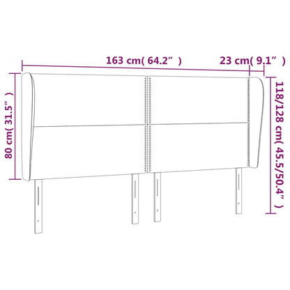 Cabeceira cama c/ abas veludo 163x23x118/128 cm rosa