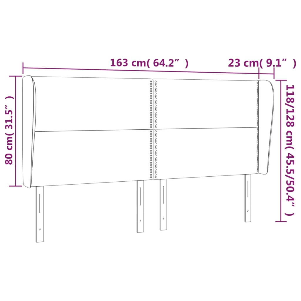 Cabeceira cama c/ abas couro artif. 163x23x118/128 cm cinzento