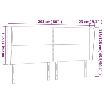 Cabeceira cama c/ abas couro artificial 203x23x118/128cm branco