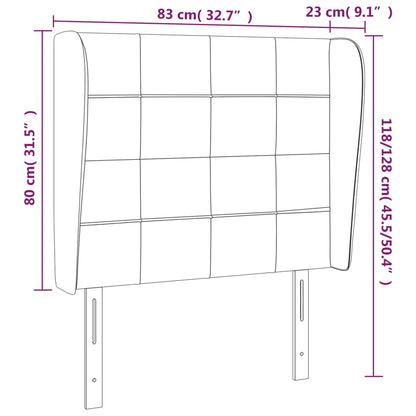 Cabeceira de cama c/ abas tecido 83x23x118/128cm cinzento-claro