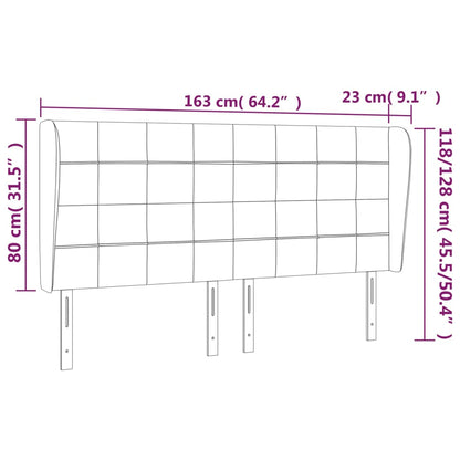 Cabeceira cama c/ abas tecido 163x23x118/128 cm cinzento-escuro