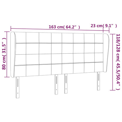 Cabeceira cama c/ abas tecido 163x23x118/128 cm castanho-escuro