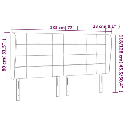 Cabeceira de cama c/ abas tecido 183x23x118/128 cm preto