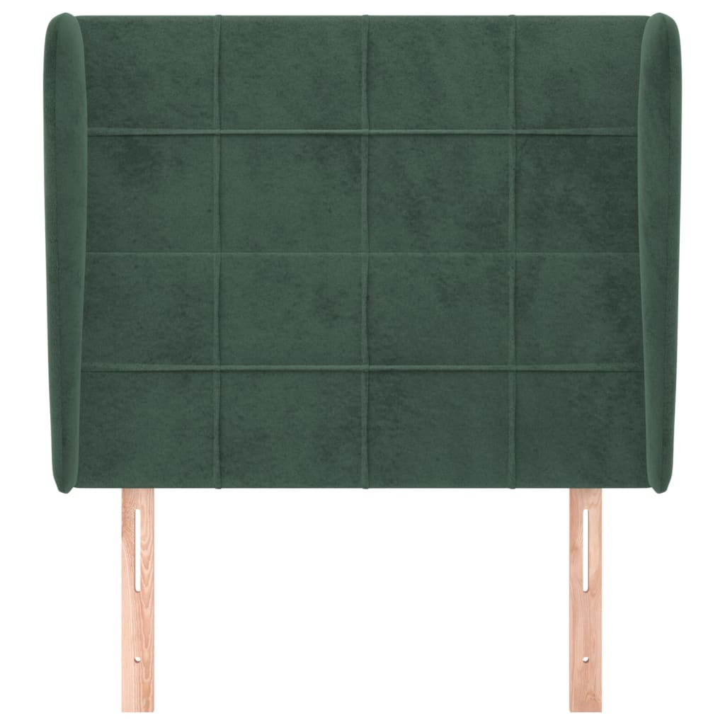 Cabeceira cama c/ abas veludo 103x23x118/128 cm verde-escuro