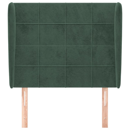 Cabeceira cama c/ abas veludo 103x23x118/128 cm verde-escuro