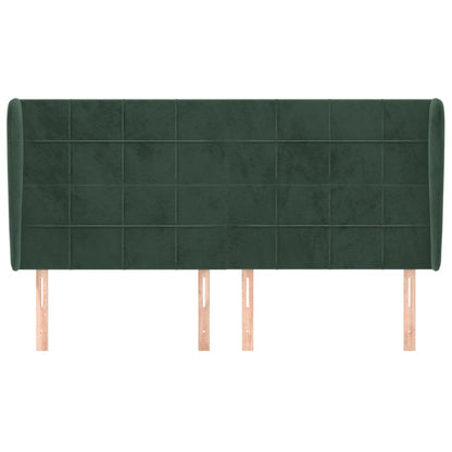 Cabeceira cama c/ abas veludo 163x23x118/128 cm verde-escuro