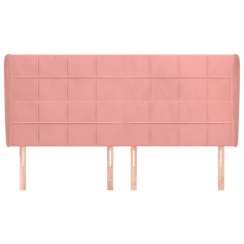 Cabeceira cama c/ abas veludo 163x23x118/128 cm rosa