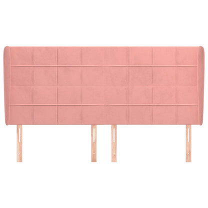 Cabeceira cama c/ abas veludo 163x23x118/128 cm rosa