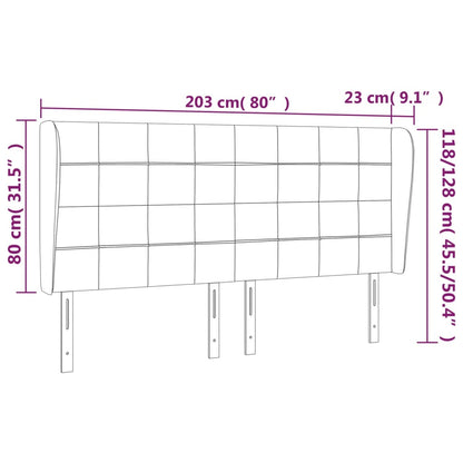 Cabeceira cama c/ abas veludo 203x23x118/128 cm cinzento-escuro