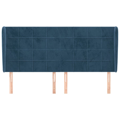 Cabeceira cama c/ abas veludo 203x23x118/128 cm azul-escuro