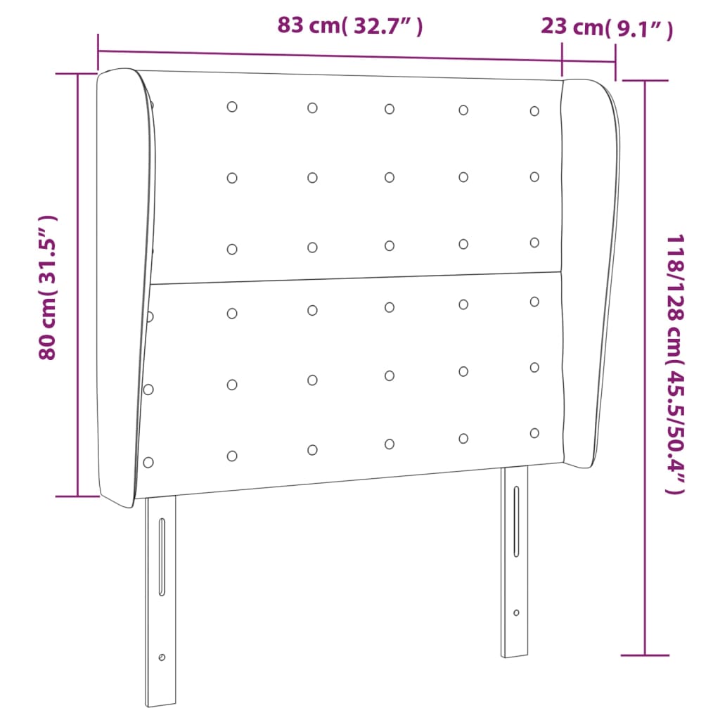 Cabeceira cama c/ abas couro artificial 83x23x118/128 cm preto