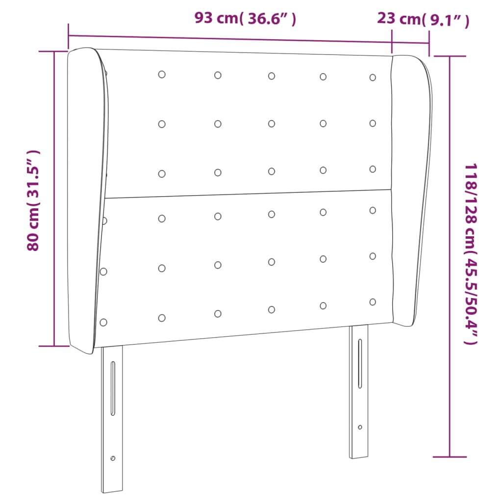 Cabeceira de cama c/ abas couro artif. 93x23x118/128 cm preto