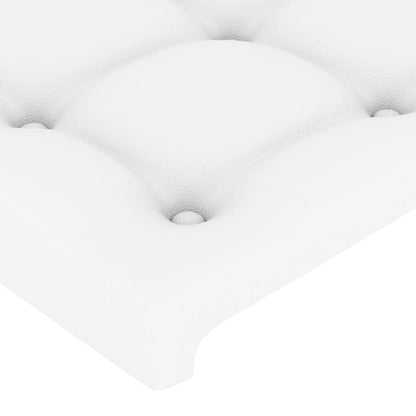 Cabeceira cama c/ abas couro artificial 147x23x118/128cm branco