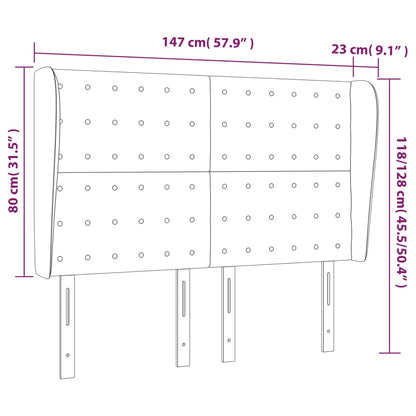 Cabeceira cama c/ abas couro artificial 147x23x118/128cm branco