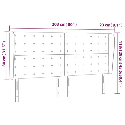 Cabeceira de cama c/ abas couro artif. 203x23x118/128 cm preto