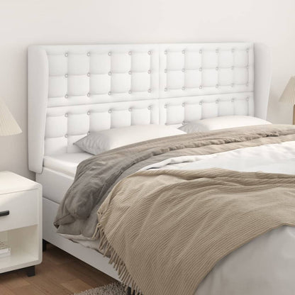 Cabeceira cama c/ abas couro artificial 203x23x118/128cm branco