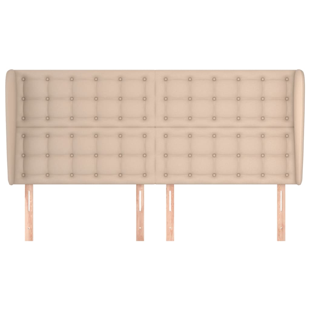 Cabeceira cama c/ abas couro artif. 203x23x118/128cm cappuccino