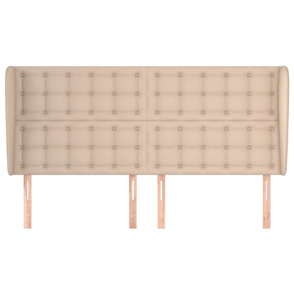 Cabeceira cama c/ abas couro artif. 203x23x118/128cm cappuccino