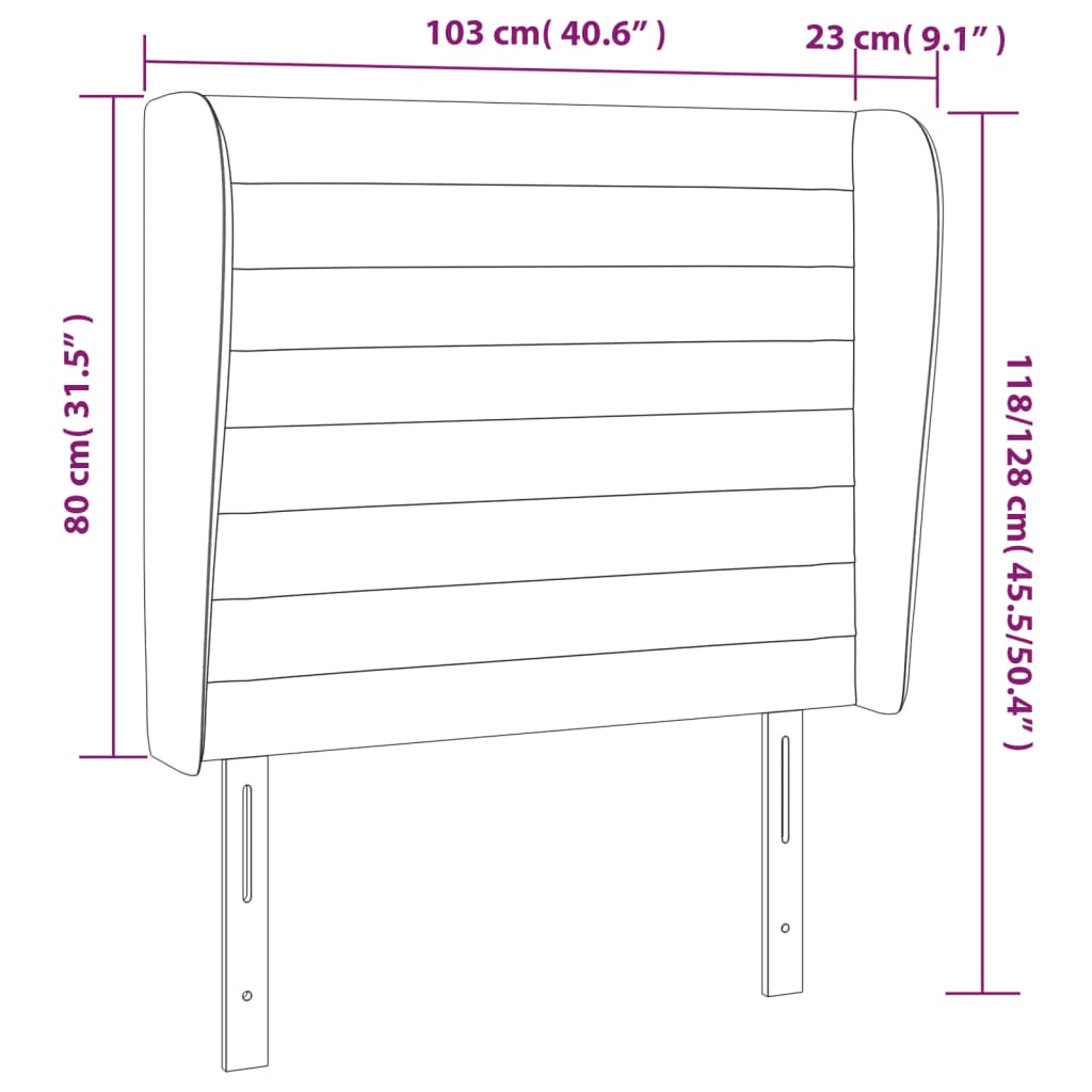 Cabeceira cama c/ abas tecido 103x23x118/128 cm cinzento-claro