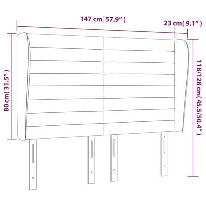 Cabeceira de cama c/ abas tecido 147x23x118/128cm cinza-claro