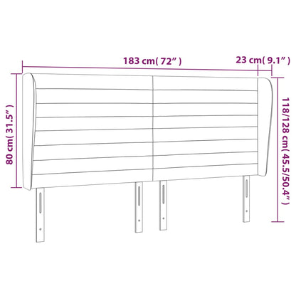 Cabeceira cama c/ abas tecido 183x23x118/128 cm cinzento-claro