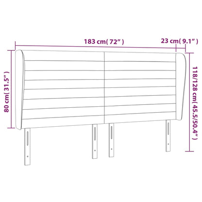 Cabeceira cama c/ abas tecido 183x23x118/128 cm cinzento-escuro