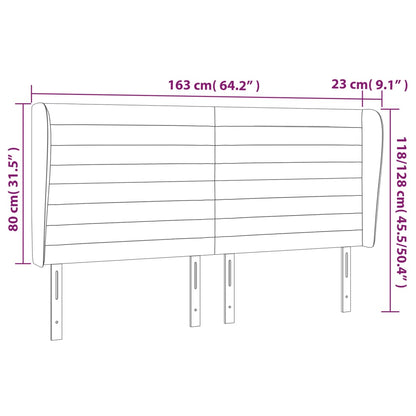 Cabeceira cama c/ abas veludo 163x23x118/128 cm cinzento-claro