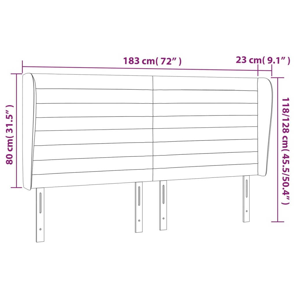 Cabeceira cama c/ abas veludo 183x23x118/128 cm cinzento-escuro