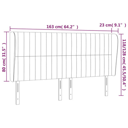 Cabeceira de cama c/ abas tecido 163x23x118/128 cm preto