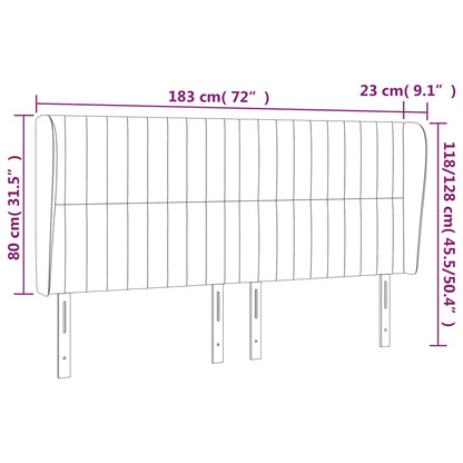 Cabeceira cama c/ abas tecido 183x23x118/128 cm cinzento-claro