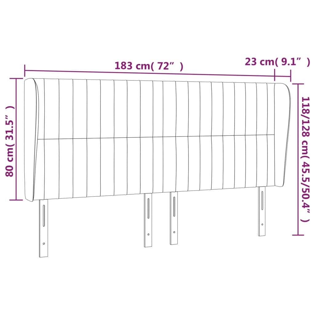 Cabeceira cama abas tecido 183x23x118/128 cm cinza-acastanhado