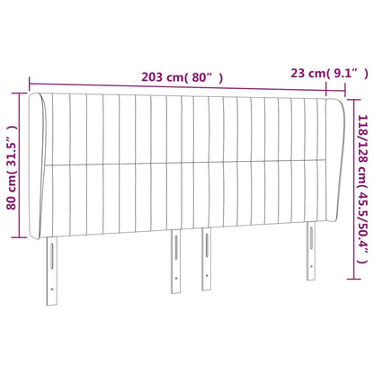 Cabeceira cama c/ abas tecido 203x23x118/128 cm cinzento-escuro