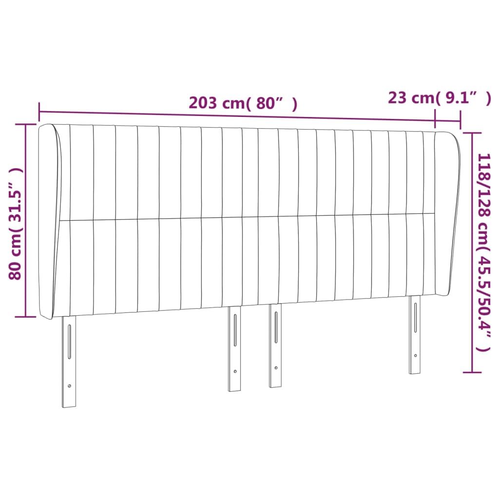 Cabeceira cama abas tecido 203x23x118/128 cm cinza-acastanhado