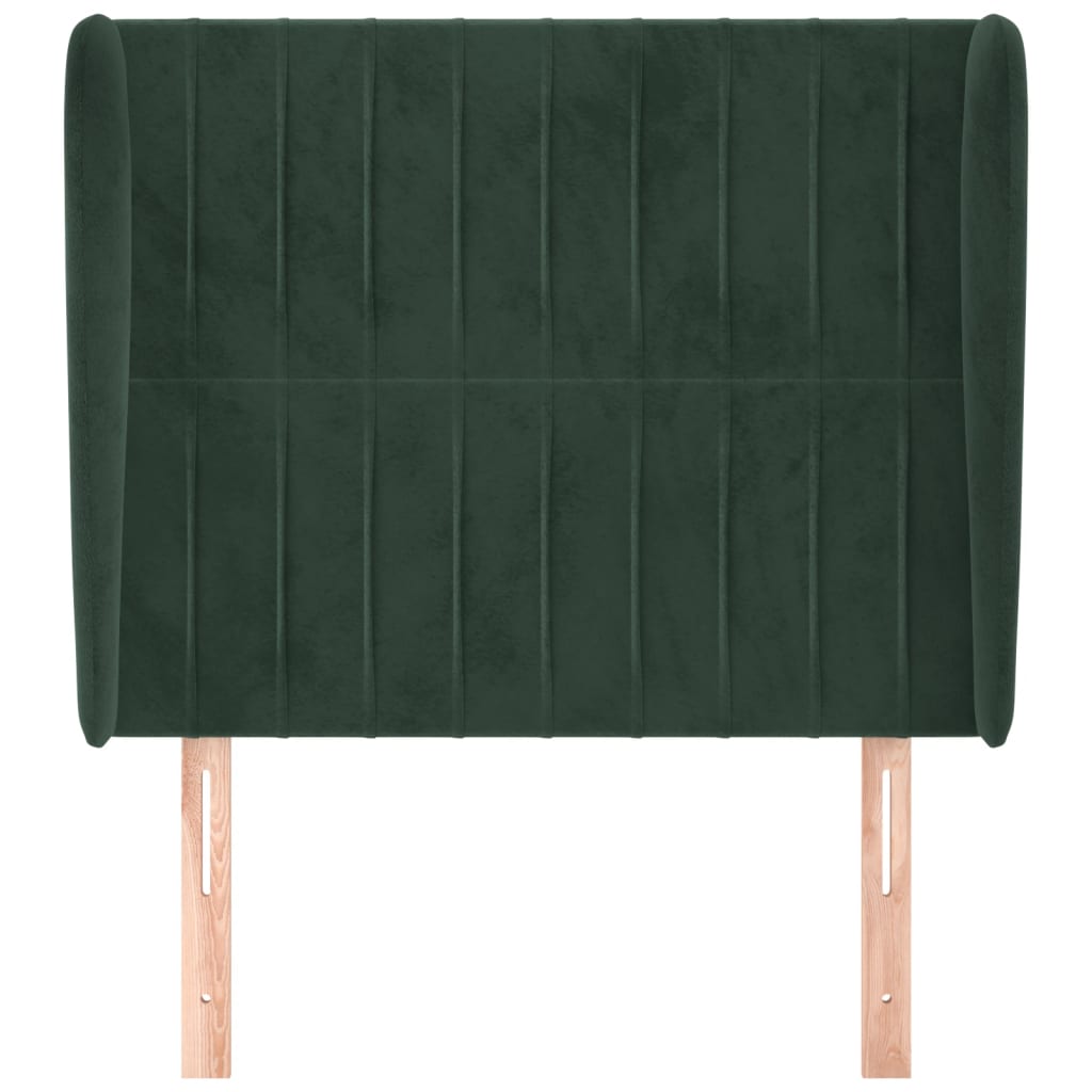 Cabeceira cama c/ abas veludo 93x23x118/128 cm verde-escuro