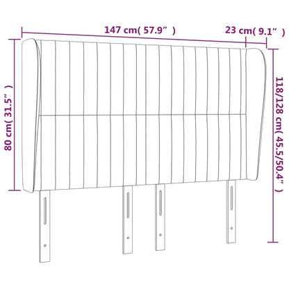 Cabeceira de cama c/ abas veludo 147x23x118/128 cm preto