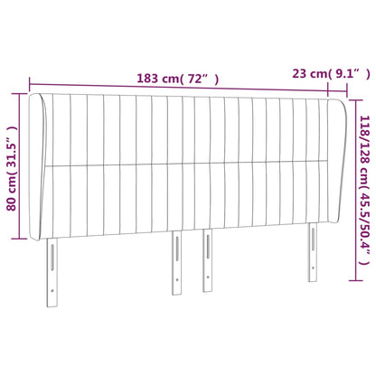 Cabeceira cama c/ abas veludo 183x23x118/128 cm rosa