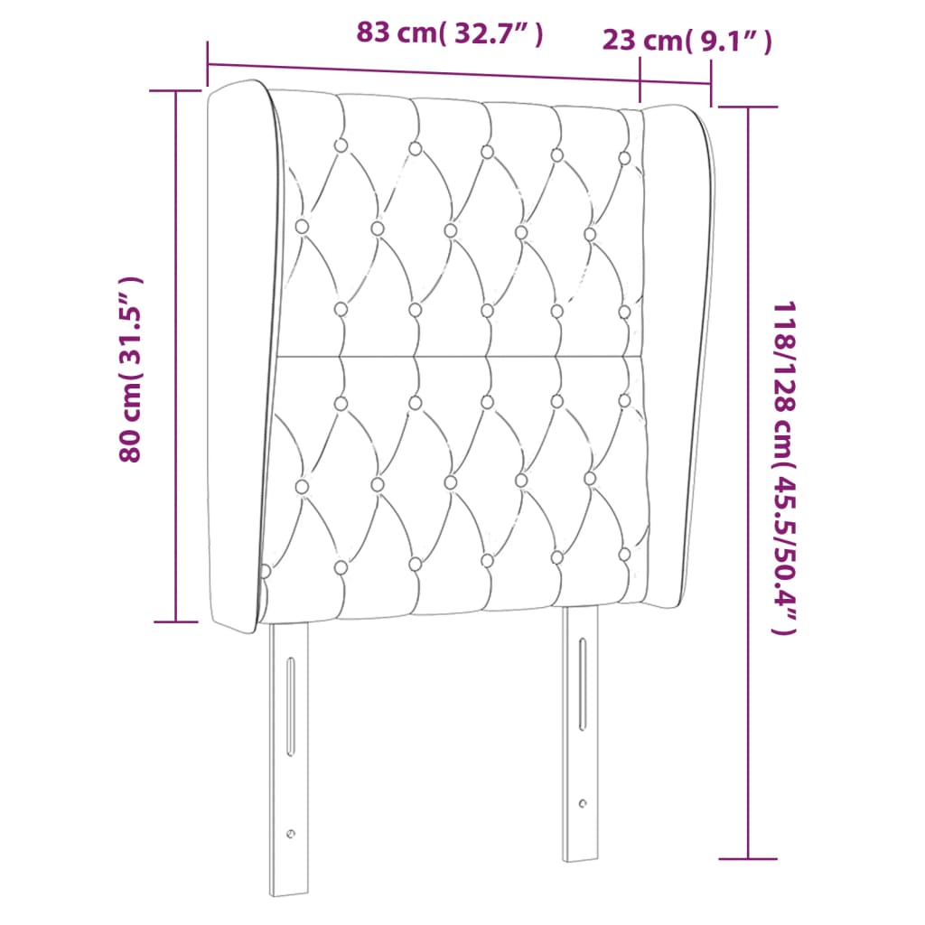 Cabeceira cama c/ abas tecido 83x23x118/128 cm cinzento-escuro